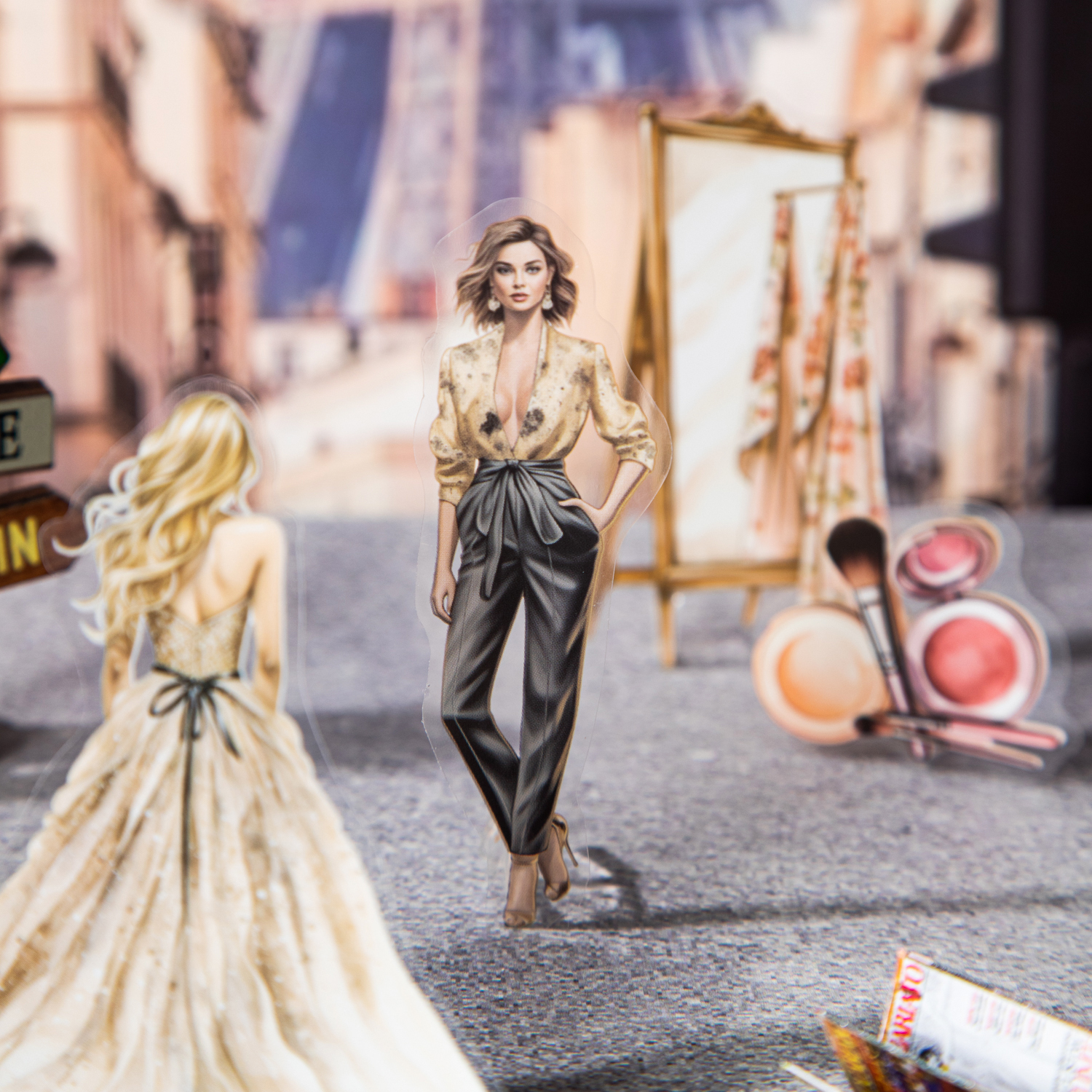 PET 스티커 - 파리 살롱 시리즈 빈티지 캐릭터 수채화 스머지