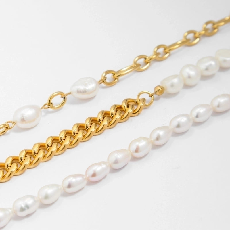 Elegant Minimalist Geometric 316L Stainless Steel  18K Gold Plated Bracelets In Bulk