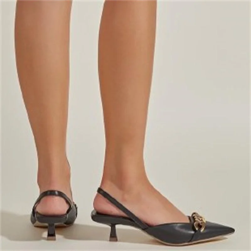 vstacam Oversized High-Heeled Shoes For Women In 2023 Summer New Pointy Thin Heel Medium Heel Small Crowd Women's Back Empty Sandals