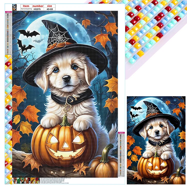 Full Square Diamond Painting - Halloween Dog 40*60CM