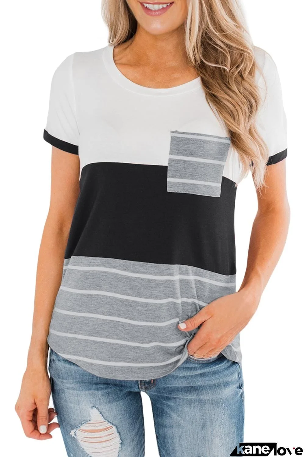 Right Here With Me Color Block Top