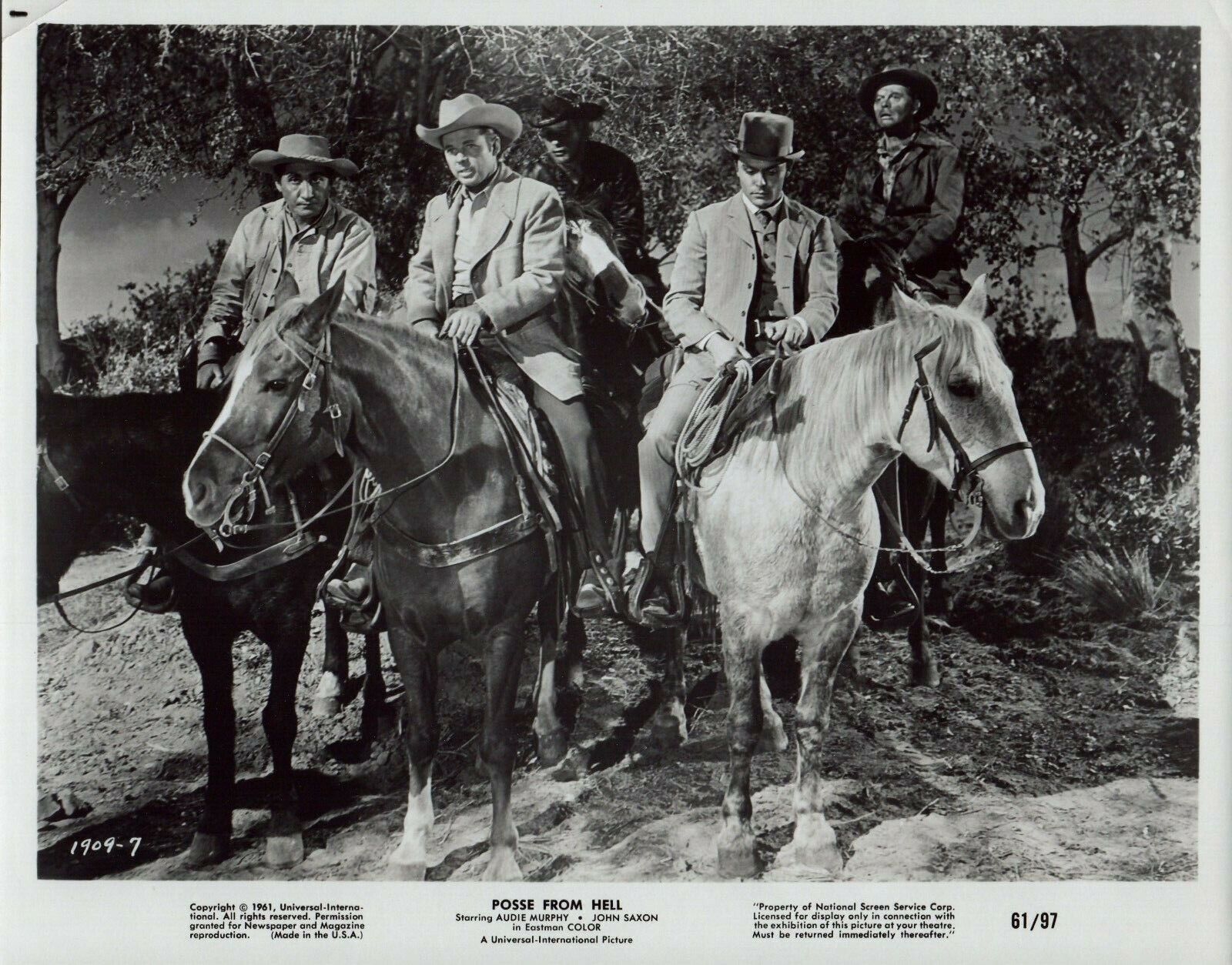 AUDIE MURPHY JOHN SAXON 1961 Vintage Movie 8x10 Promo Photo Poster painting POSSE FROM HELL