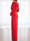 Stylish Solid Color Split-Side Stand Collar Long Sleeves Maxi Dress