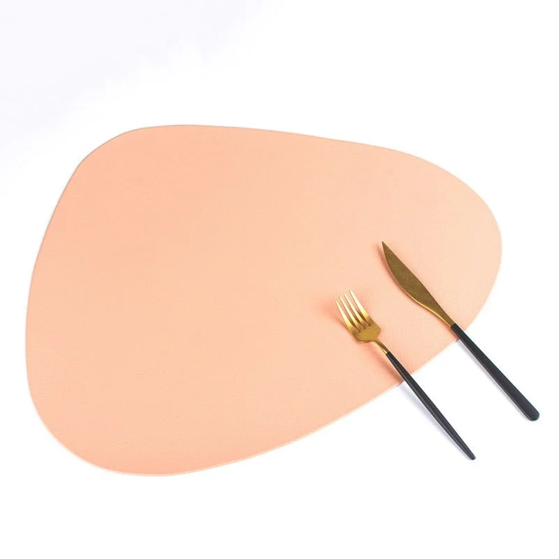 Large Leather Placemat Tableware Pad Oil Water Resistant Heat Insulation Non-Slip Tablemat Coaster Set for Kitchen Washable Cup