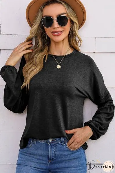 Round Neck Balloon Sleeve T-Shirt