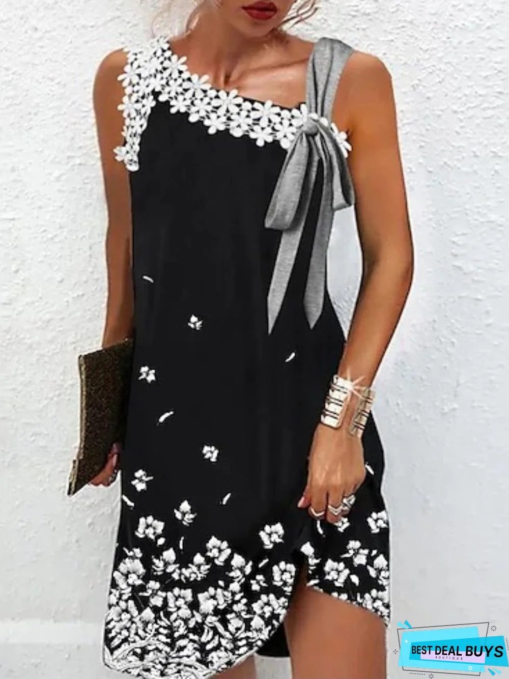 Casual Floral Asymmetrical Loose Sleeveless Dress