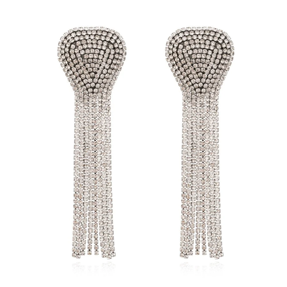 Dvacaman 2022 Valentine's Day Heart-Shaped Rhinestone Earrings For Women Shiny Statement Wedding Party Gift Crystal Drop Jewelry