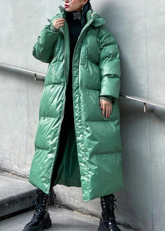 plus size clothing down jacket outwear green hooded zippered winter outwear