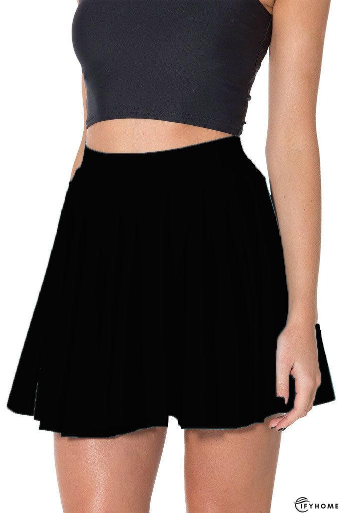 Black Casual Printed A-Line Skirt | IFYHOME