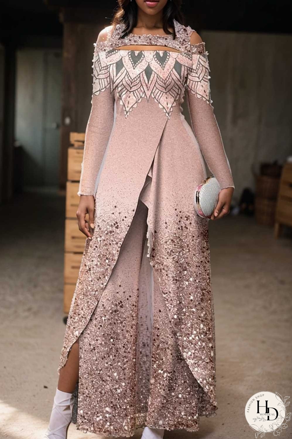 elegant gradient print off shoulder women s jumpsuit