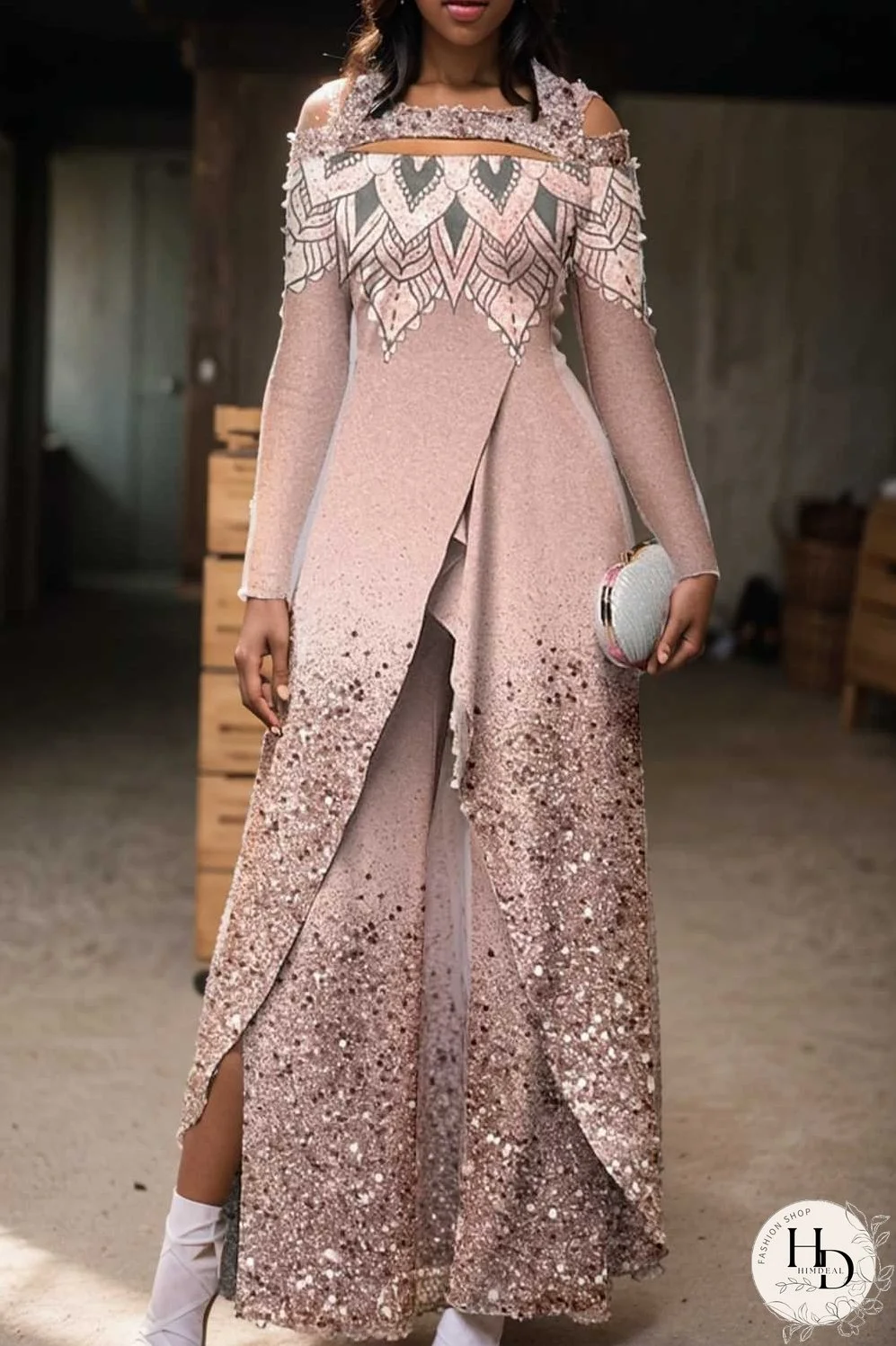 elegant gradient print off shoulder women s jumpsuit