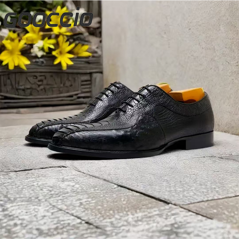 JZ180 Ostrich Leather Dress Shoes/Oxford Shoes For Men GOOCCIO   