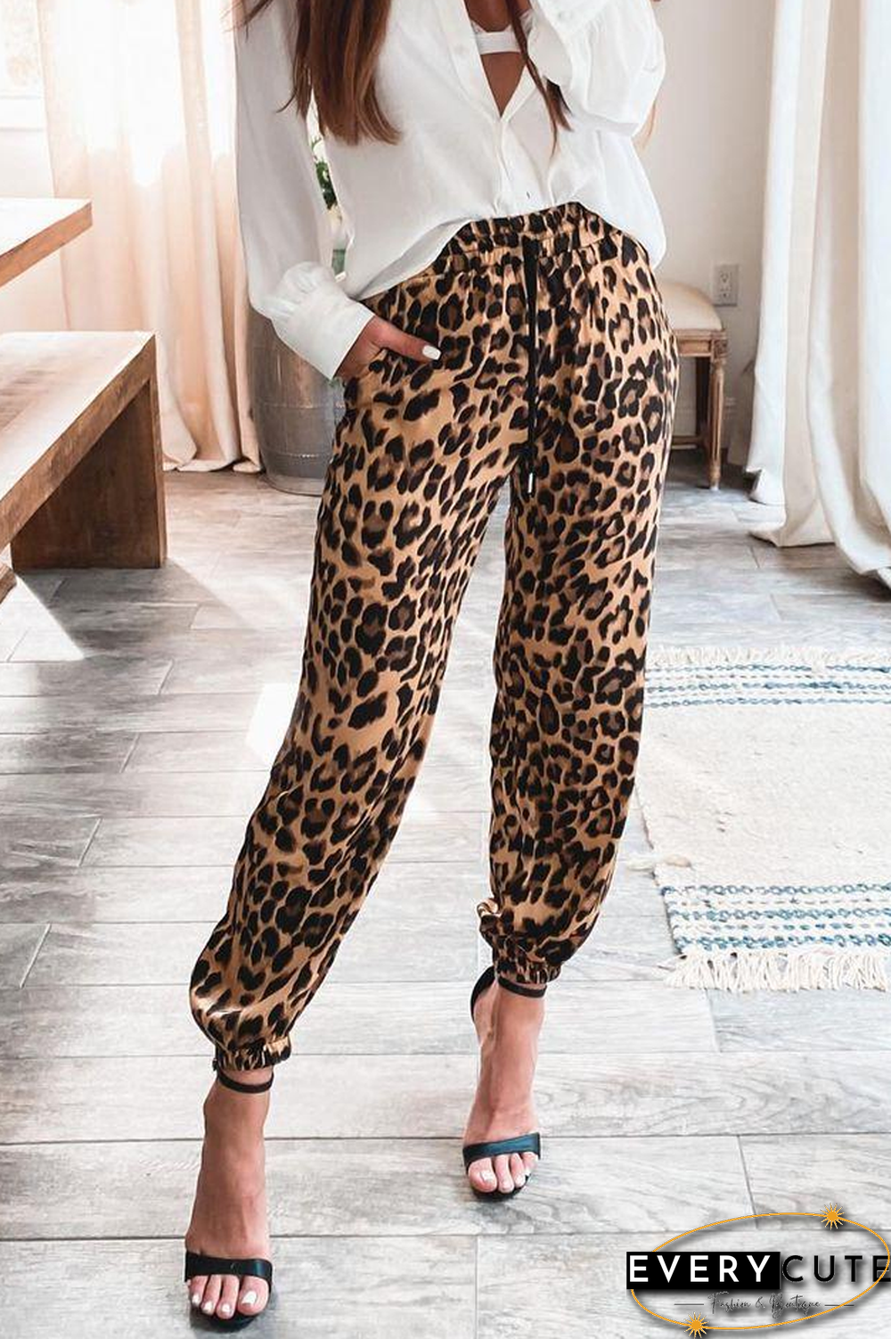 KarliDress If I Could Escape Leopard Pants P12591