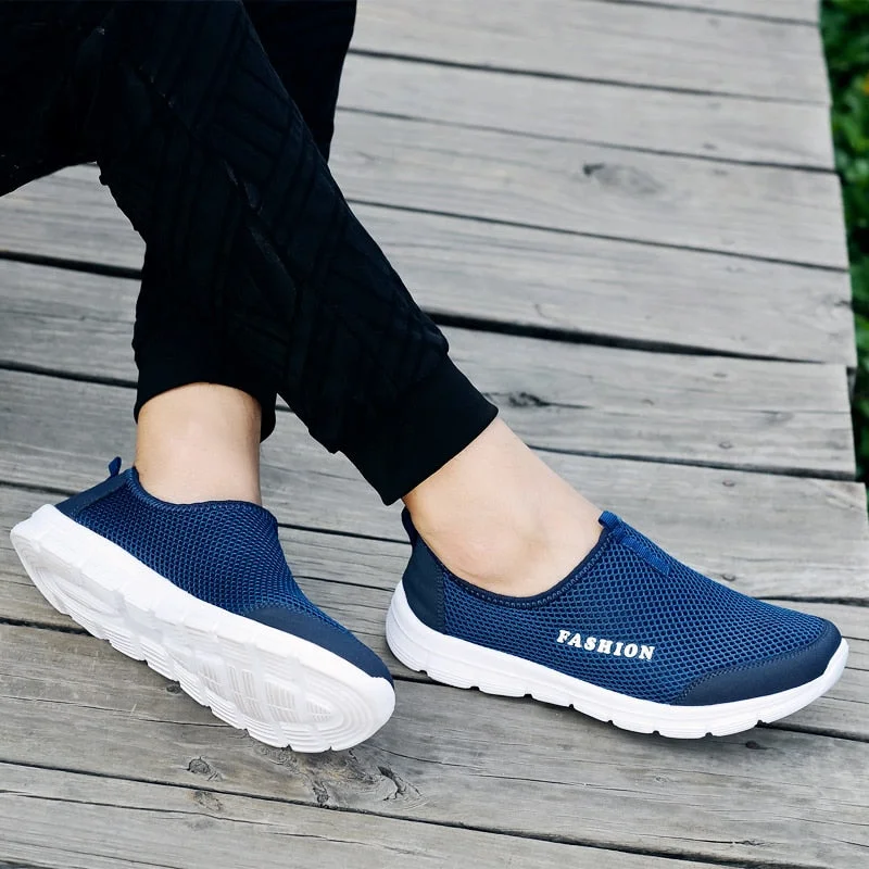 Fashion Summer Shoes Men Casual Air mesh shoes Big size 46 47 Lightweight Breathable Slip-on Flats Male Sneakers chaussure homme