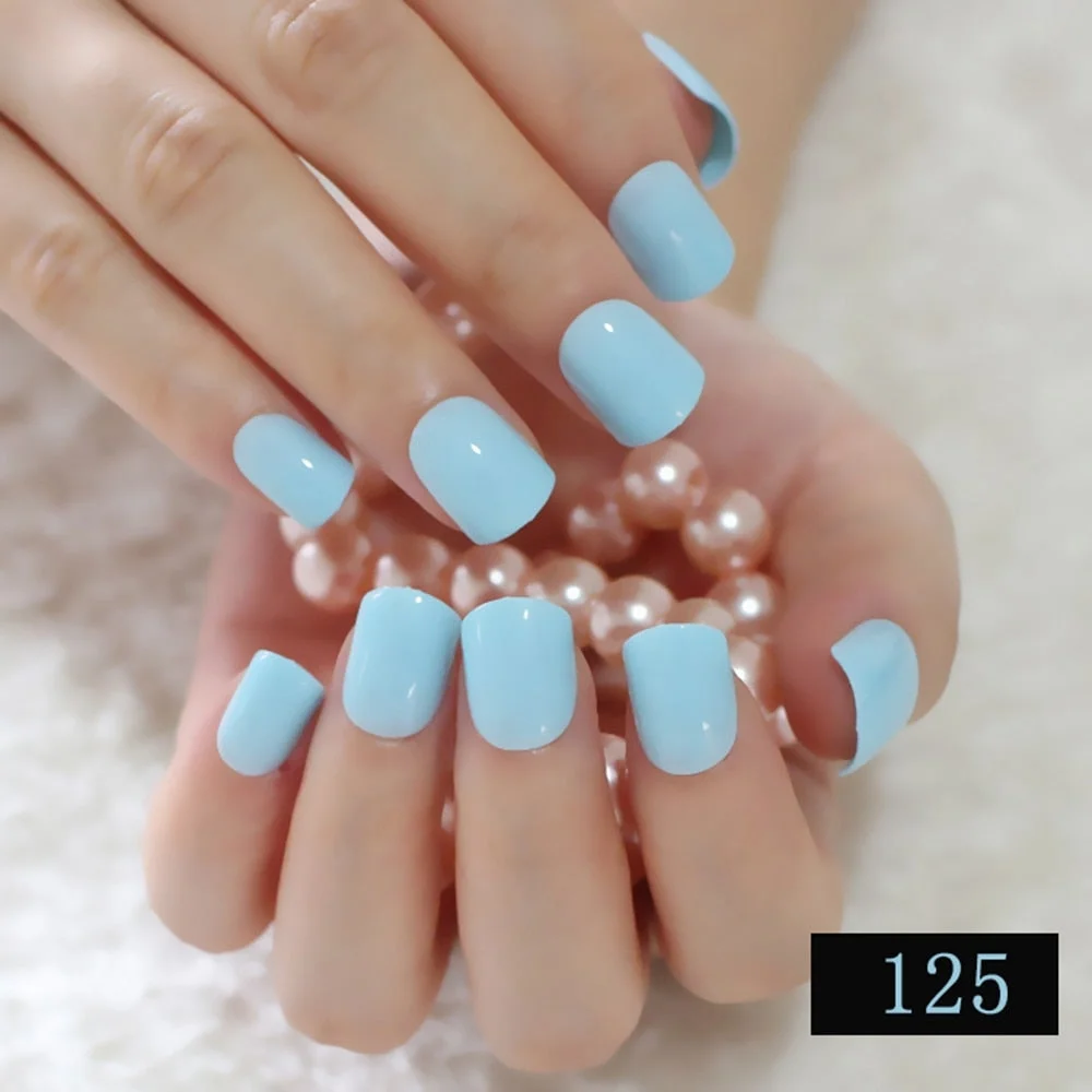 Pure Light Pink Artificial Nails Candy Short Full Cover Tips Easy DIY Acrylic False Nail Manicure Accessories Salon Product F28-Nail Inspo