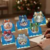 6pcs DIY Christmas Atmosphere 3D standing Diamond Painting Greeting Card