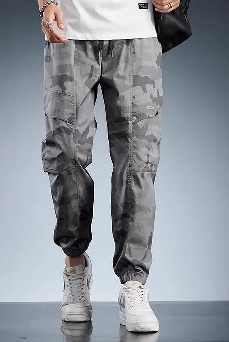 Camo Cargo Joggers for Men Lightweight Summer Pants with Multiple Pockets