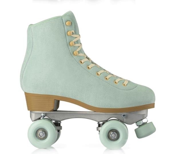 Green Suede Leather Roller Skates For Women