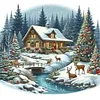 Christmas Cottage-11CT Stamped Cross Stitch 40*40cm/15.75*15.75in tapestrymarket
