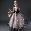 Kid Girl Wedding Long Star Embroidery Princess Dress