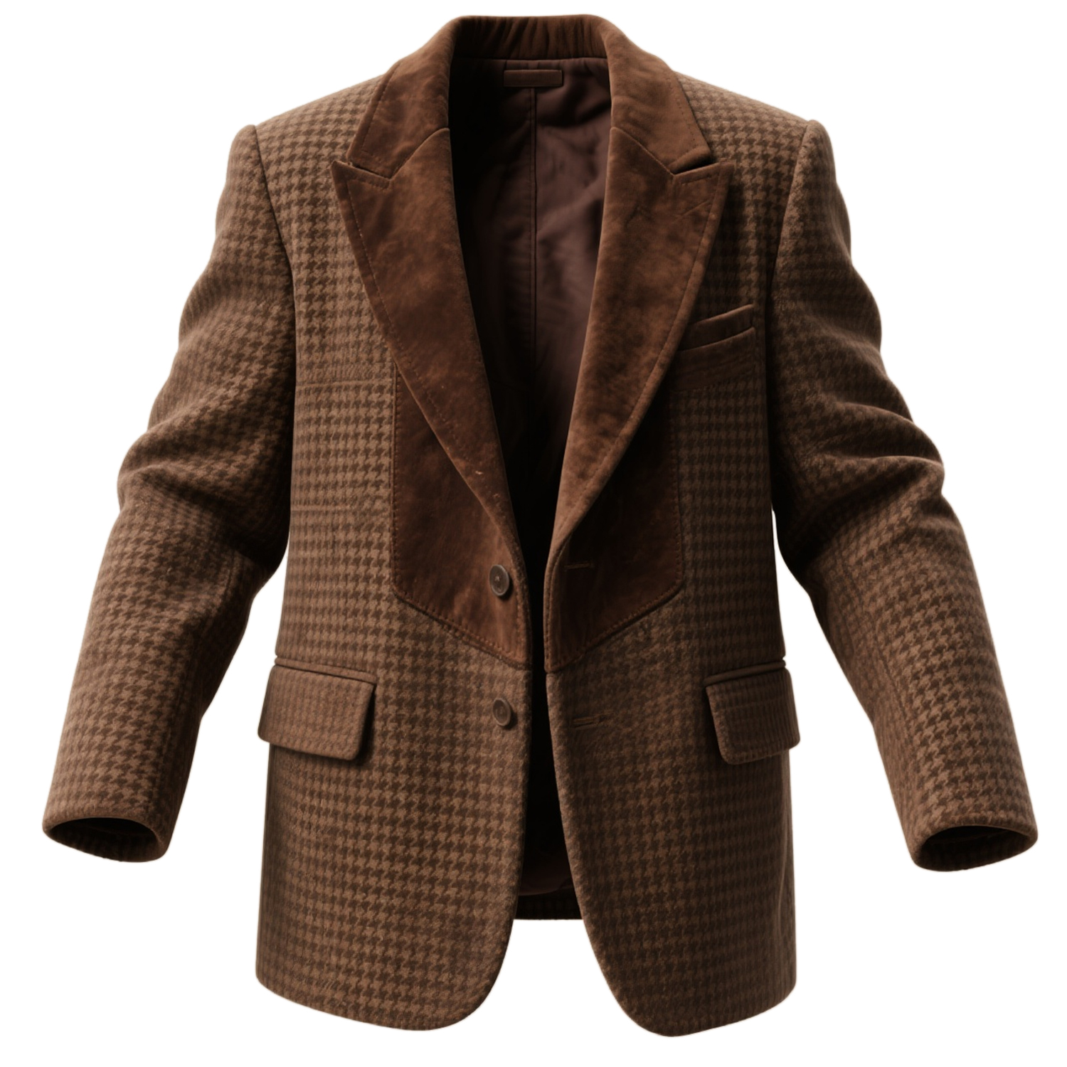  Stylish Houndstooth Blazer with Velvet Lapels for Men - Perfect for Fall and Winter