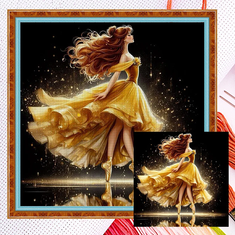 Dancing Princess Belle (40*40cm) 11CT Counted Cross Stitch gbfke