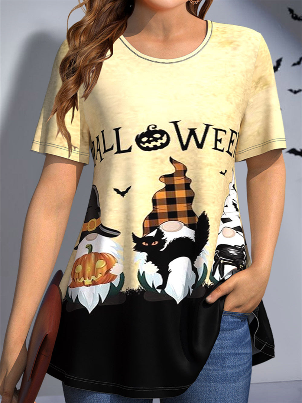 Women Long Sleeve V-neck Graphic Floral Printed Top