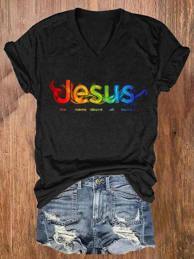 Women's Jesus Is My Savior Print Casual T-Shirt