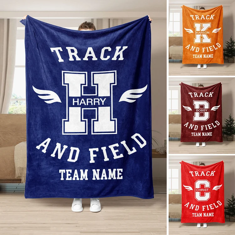 Personalized Track and Field Blanket, Custom Track and Field Soft Cozy Blankets | BKKid407