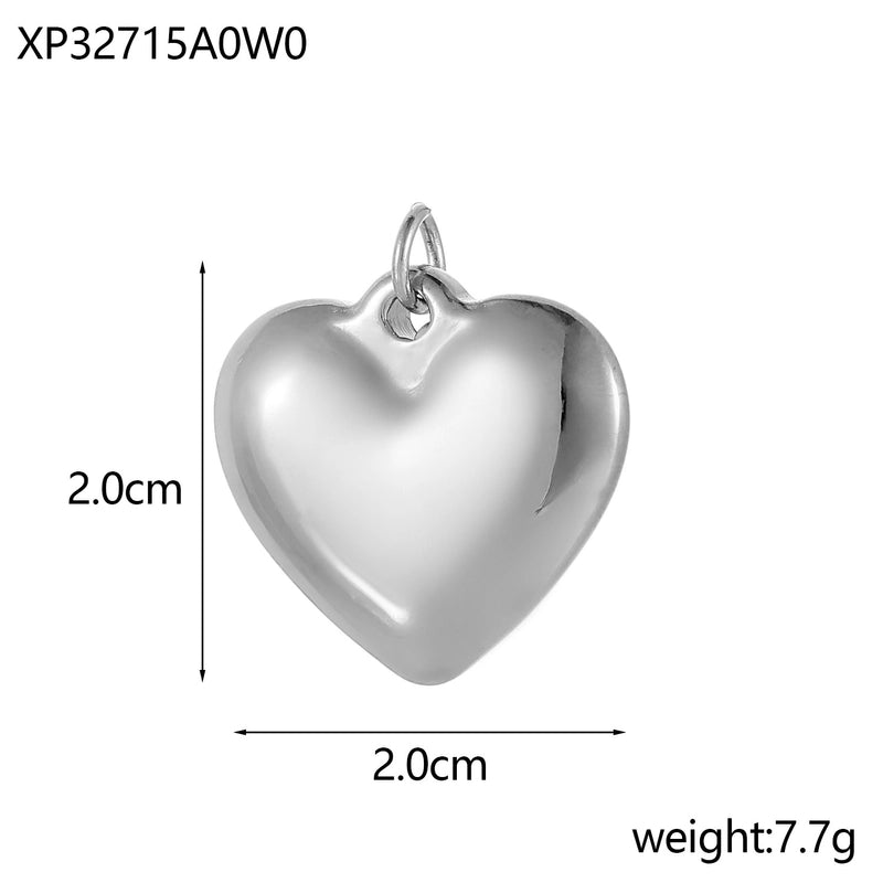 1 Piece 8 * 15mm 304 Stainless Steel Heart Shape Polished Pendant Chain Jewelry Accessories