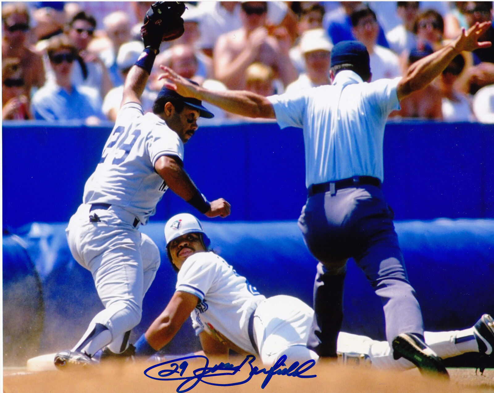 JESSE BARFIELD TORONTO BLUE JAYS ACTION SIGNED 8x10