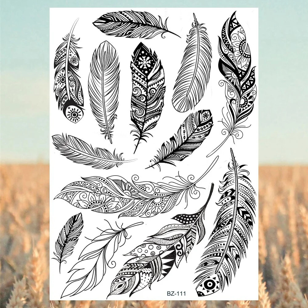 Sdrawing Mandala Lotus Pendant Sexy Henna Temporary Tattoos For Women Underboob Adult Butterfly Feather Fake Tattoo Arm Tatoos