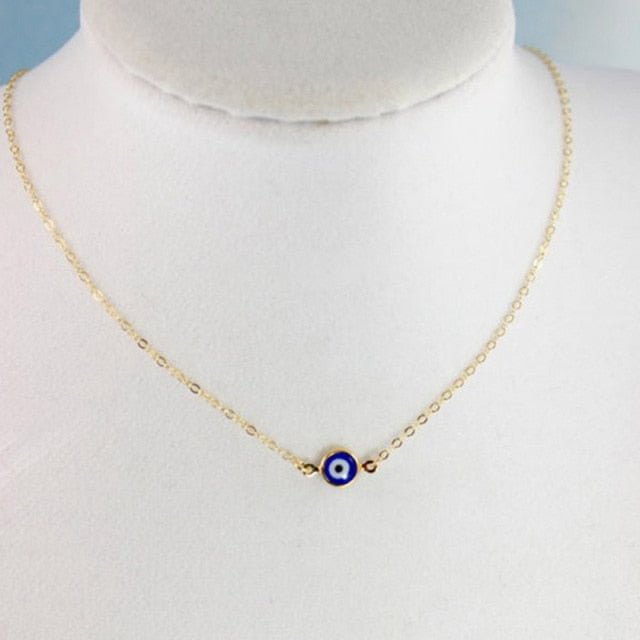 YOY-Simple Evil Eye Thin Pendant Women Jewelry Necklace