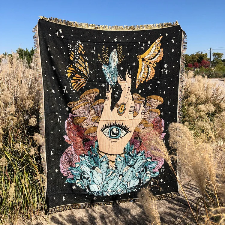Olivenorma The Hand Butterfly Eyes Crystal Throw Blanket