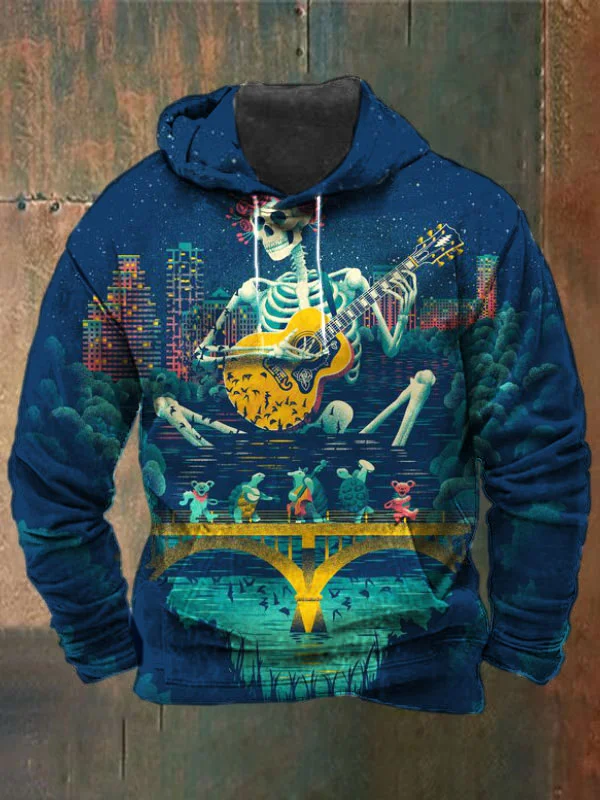 Unisex Skull Bear Print Heavyweight Hoodies