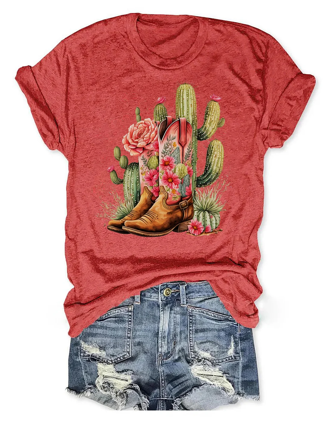 Cowgirl Boots & Cactus T-shirt
