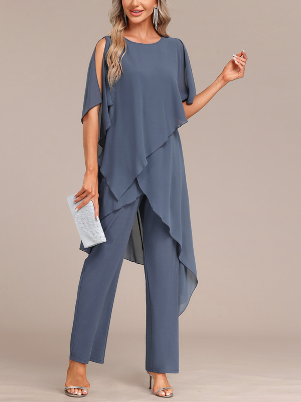 Round Neck Solid Color Jumpsuit