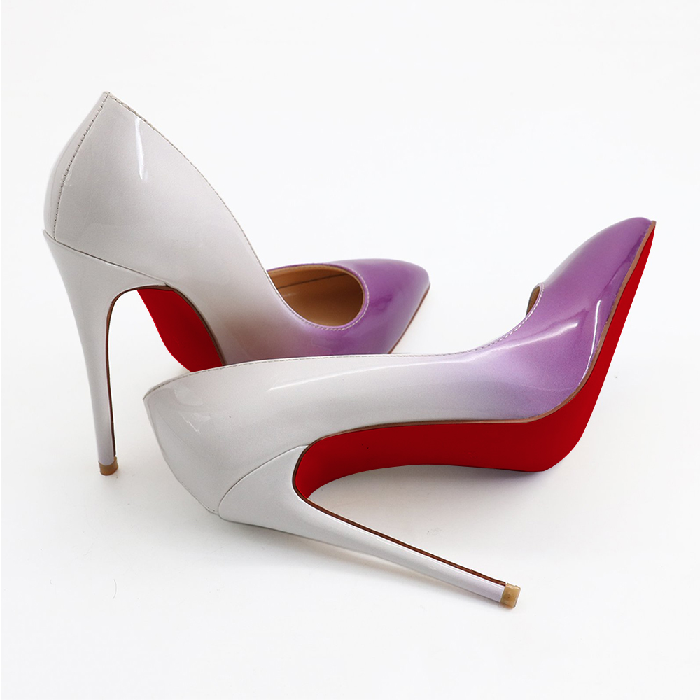 120mm Women's Wedding Partre Red Bottom Gradient High Heels Fashion Pumps Patent Shoes-MERUMOTE