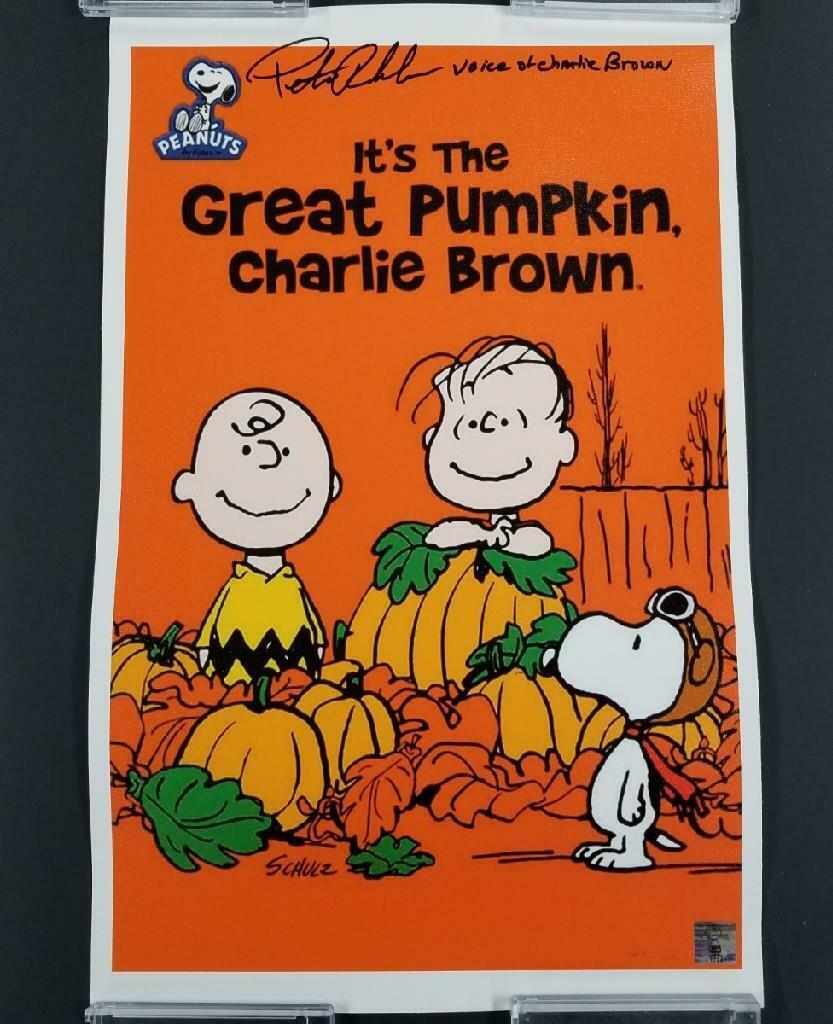 Peter Robbins signed 11x17 Canvas Photo Poster painting Pumpkin Voice of Charlie Brown ~ Holo