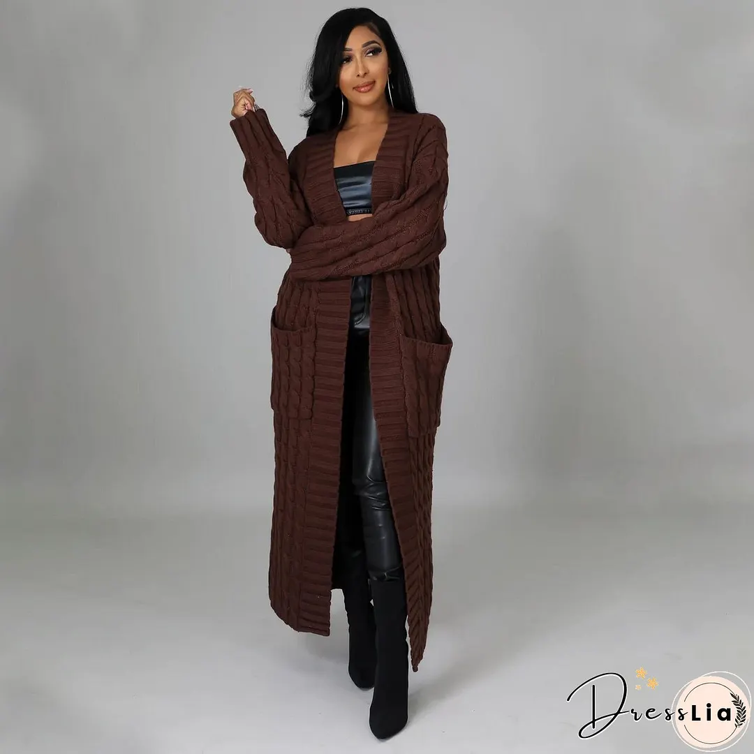 Women's Fashion Casual Long-sleeved Long Solid Color Sweaters