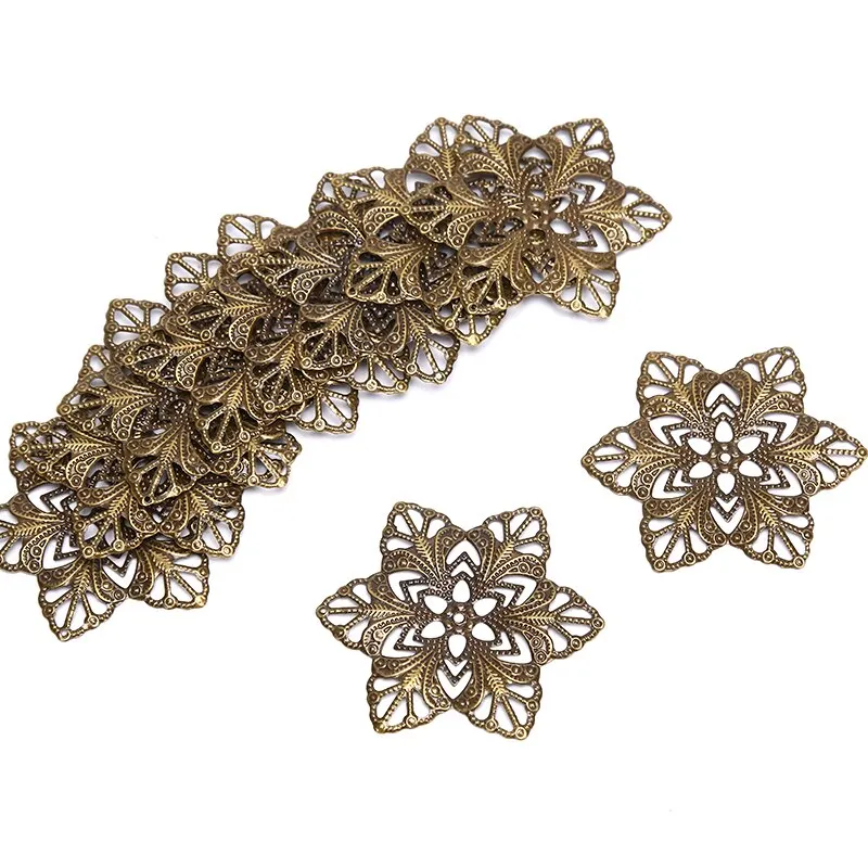 30/20/10 DIY Jewelry Earrings Stud Pin Filigree Flower Wraps Connectors DIY Jewelry Making Accessories Metal Crafts Decoration