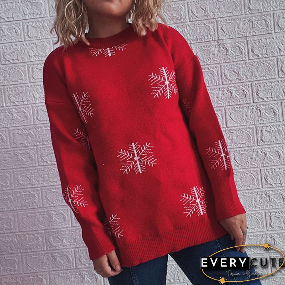 Red Snowflake Print Thicken Christmas Sweater