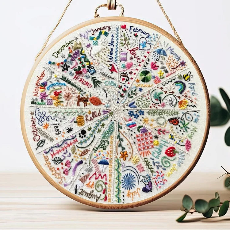 2025—A Year of Doodles Pre Printed Embroidery Fabric for hand embroidery