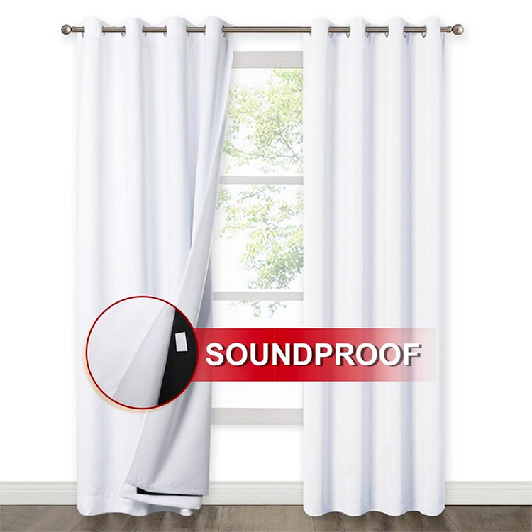 Indoor White Soundproof Blackout Curtains For Bedroom With Three Layers 1Pcs-ChouChouHome
