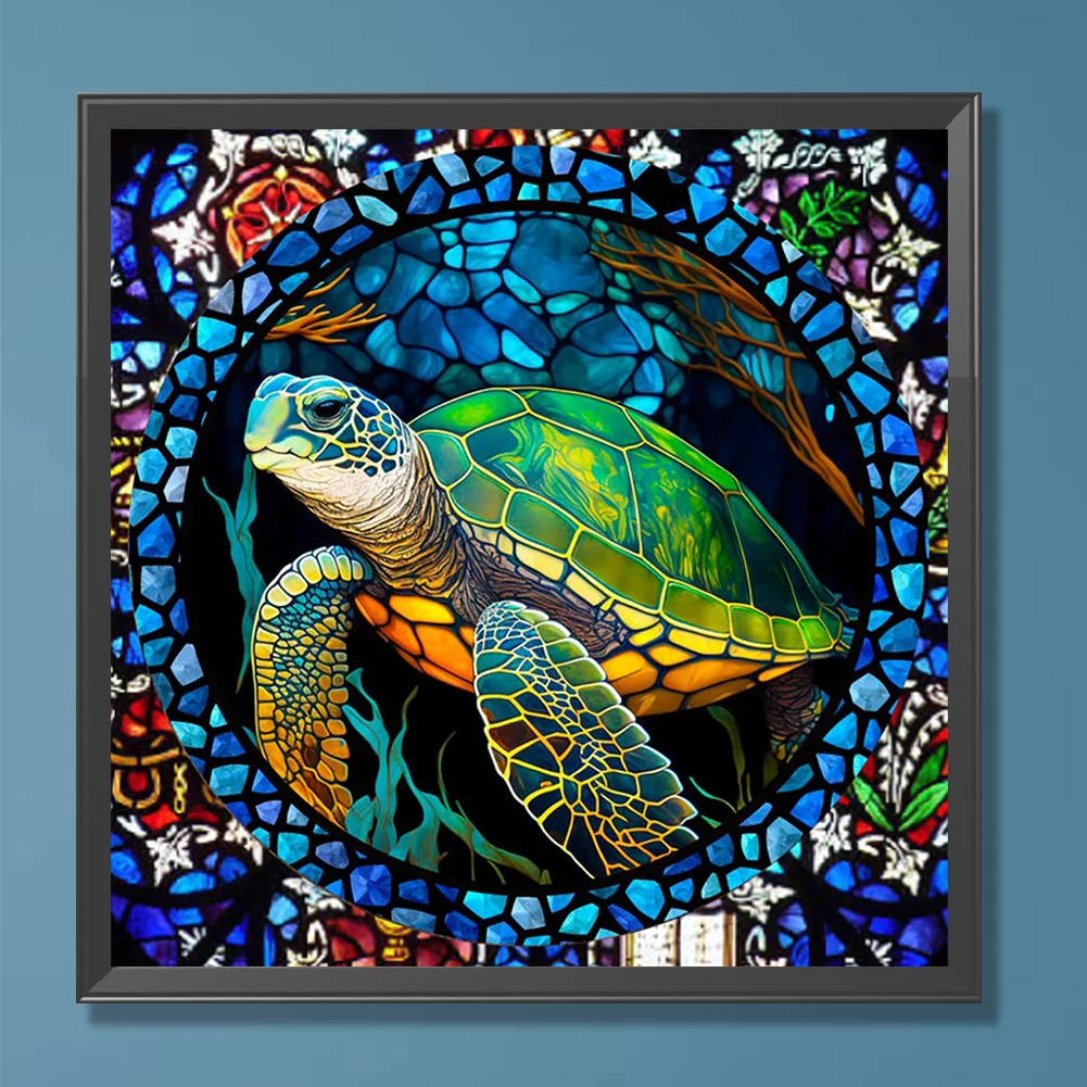 Diamond Painting - Full Round Drill - Stained Glass Turtle(30*30cm)