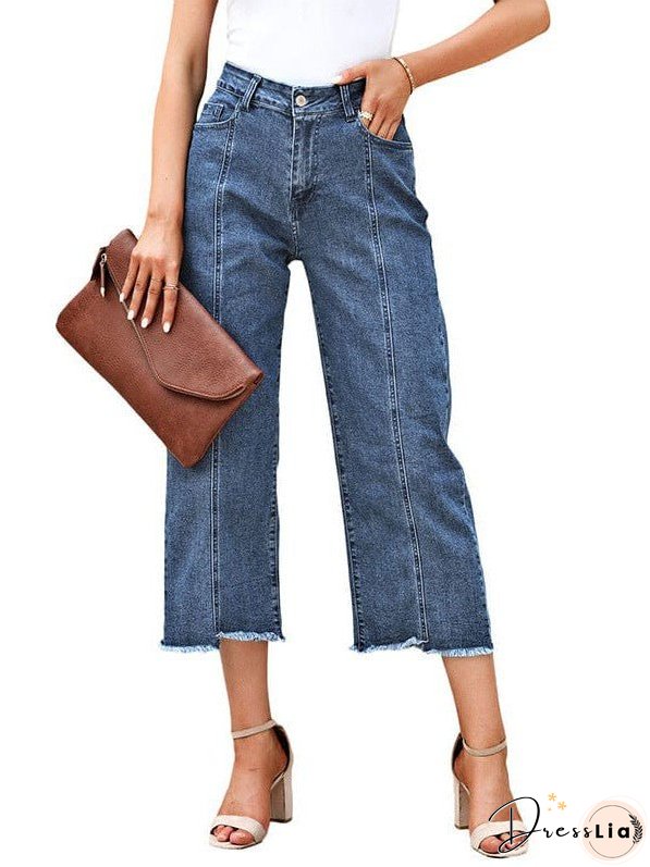 Statement Pants: Women's Stylish Wide-Leg Cropped Jeans