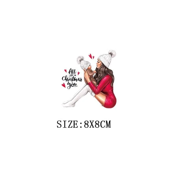 Mom&Children Thermal Stickers On T-shirt DIY Washable Patch On Clothes Lovely Design Iron On Transfer For Hoodies Hat Decoration