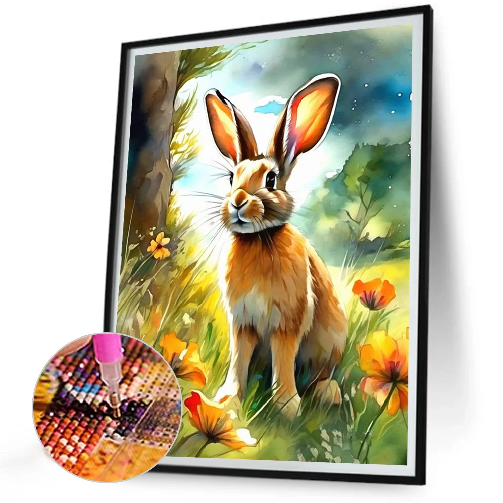 Full Round Diamond Painting 30*40cm - Rabbit In The Forest