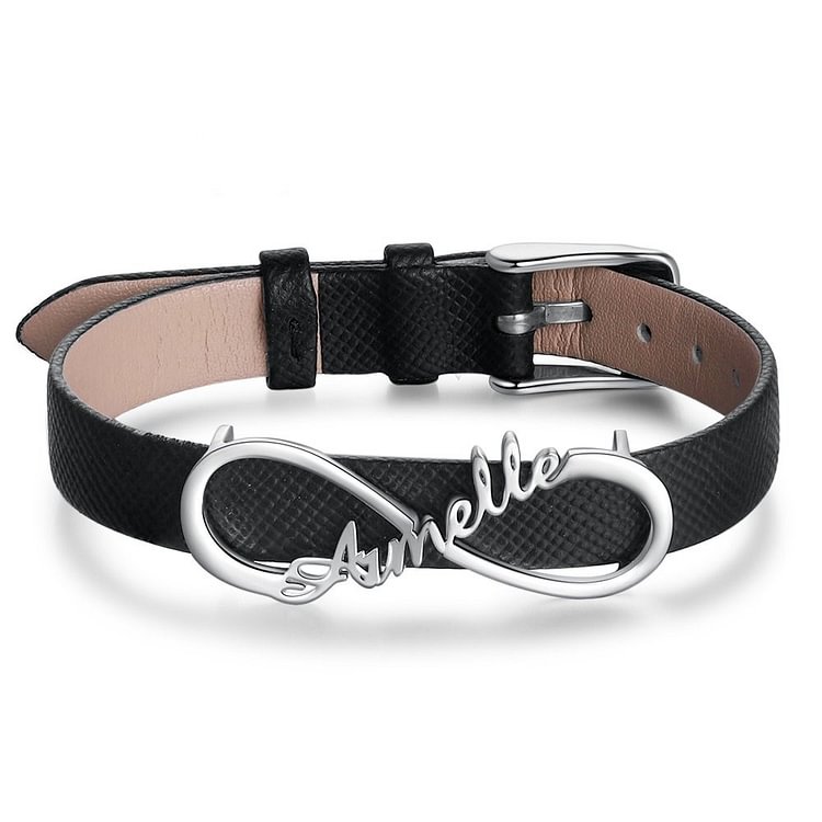 Infinity Leather Bracelet 1 Pulsera de hombre con 1 nombre personalizado infinito