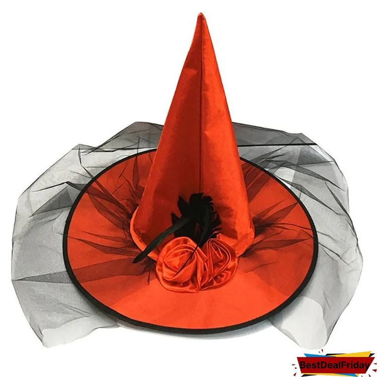 Women Witch Hat Large Ruched Halloween Costume Accessory Party Favor Costume
